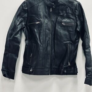 Genuine Leather Moto Jacket – Black – Size M – Luis Leather